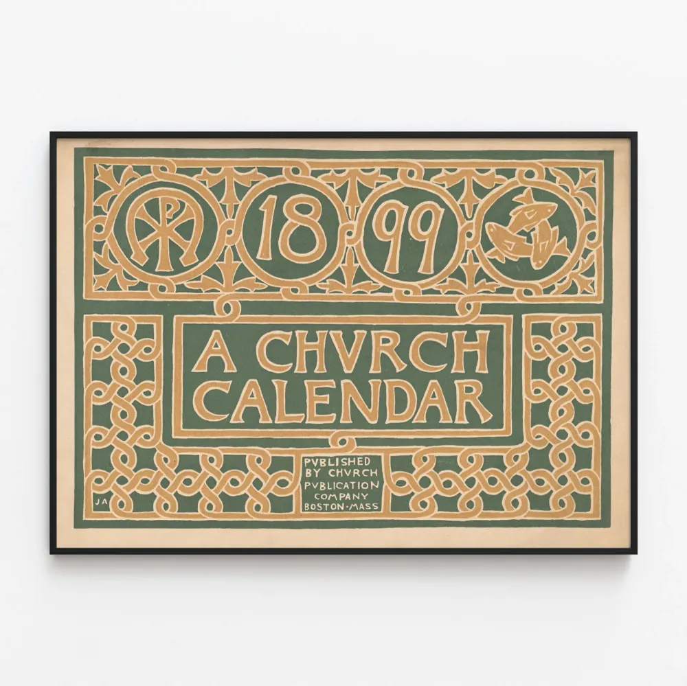 Koristejuliste vintage Church Calendar 1899