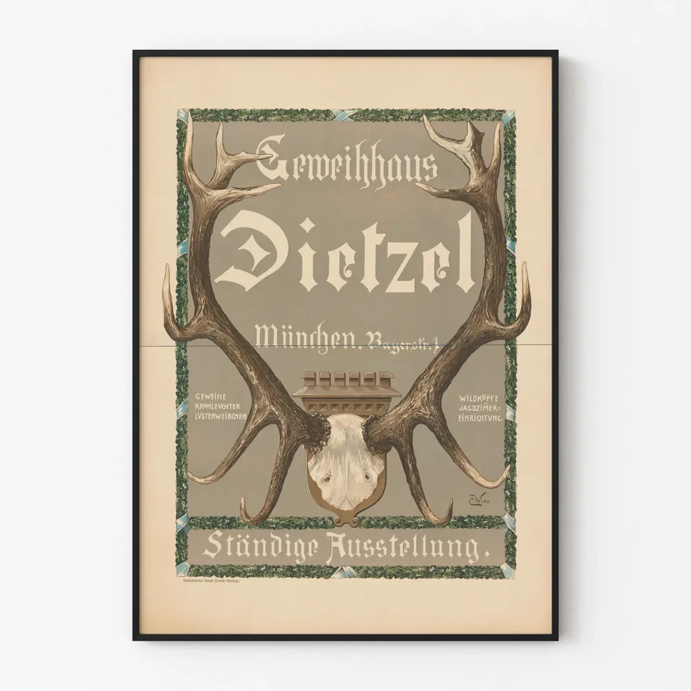 Koristejuliste vintage Geweihhaus Dietzel München