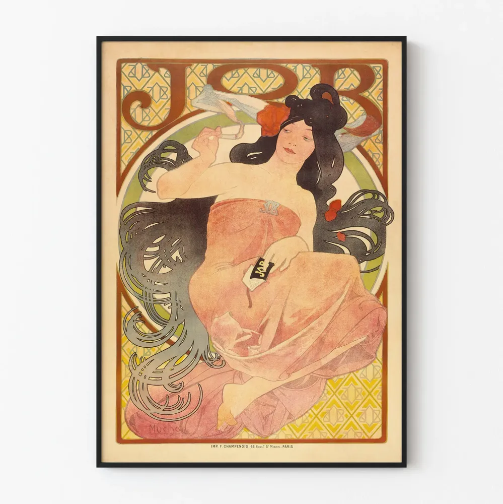 Koristejuliste vintage Job Mucha tyylikkääseen seinäkoristukseen