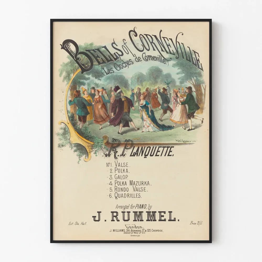 Koristejuliste vintage Les Cloches de Corneville seinäkoristukseen