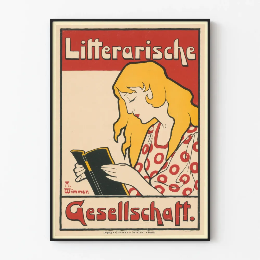 Koristejuliste vintage Litterarische Gesellschaftin naisten luento