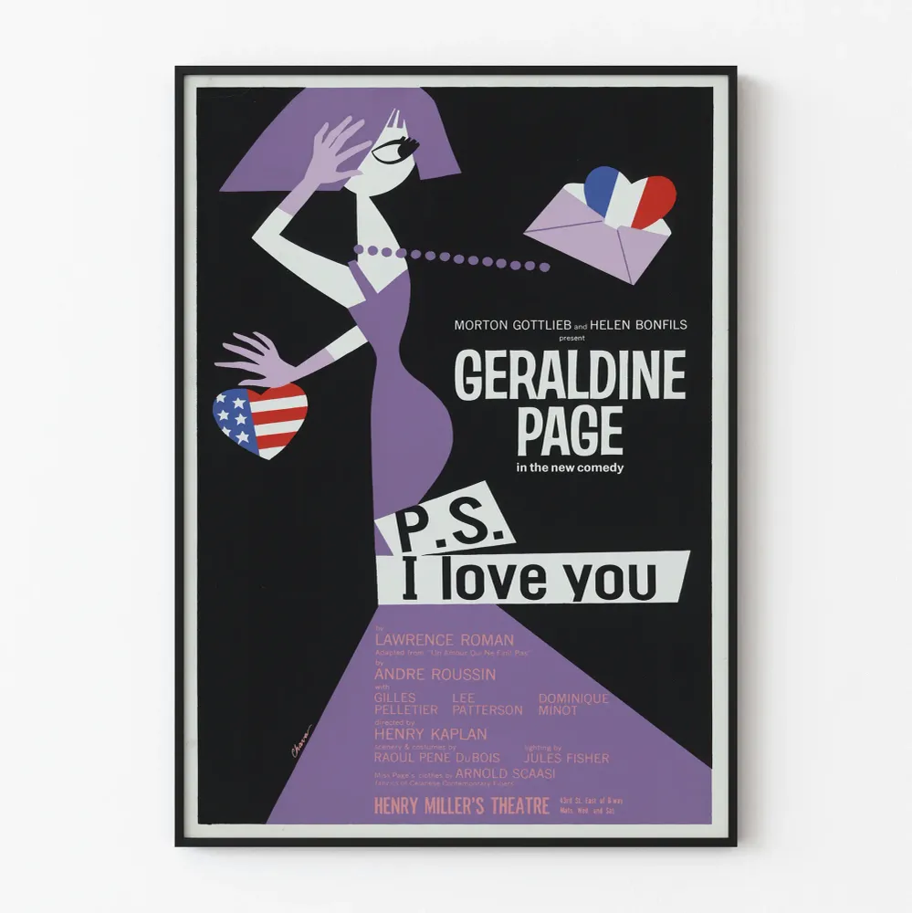 Koristejuliste vintage P.S. I Love You - Retro graafinen tyyli