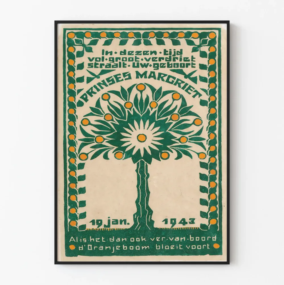 Koristejuliste vintage syntymästä Prinsessa Margriet 1943