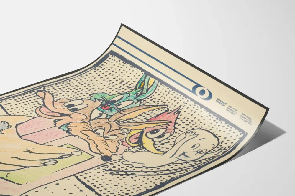 Koristejuliste Visuaalisen Tyylin Äärimmäisyydet hahmoineen
