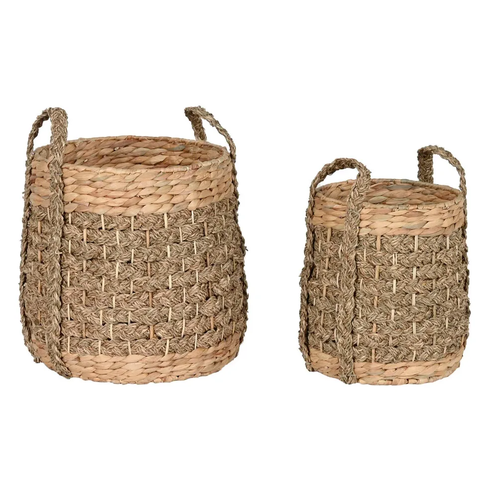 Koristekori Home ESPRIT Luonnollinen Meriruoho Luonnonkuitu Trooppinen (2 Kappaletta)
