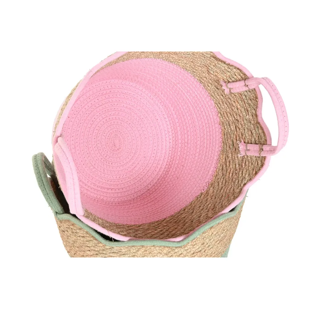 Koristekori Home ESPRIT Sininen Vihreä Pinkki Luonnollinen Meriruoho Lasten (3 osaa)