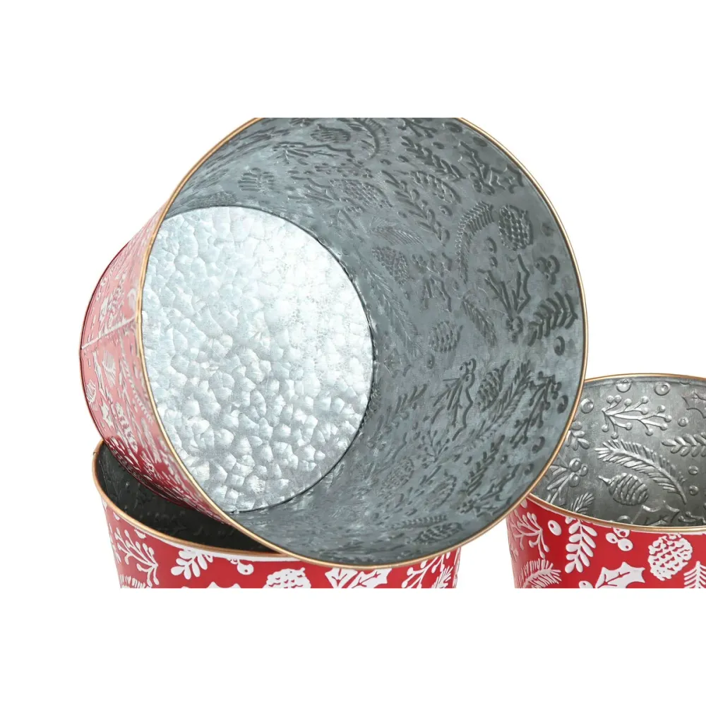 Koristerasiasetti Home ESPRIT Punainen Vihreä Joulu 21 x 21 x 19 cm (2 osaa)