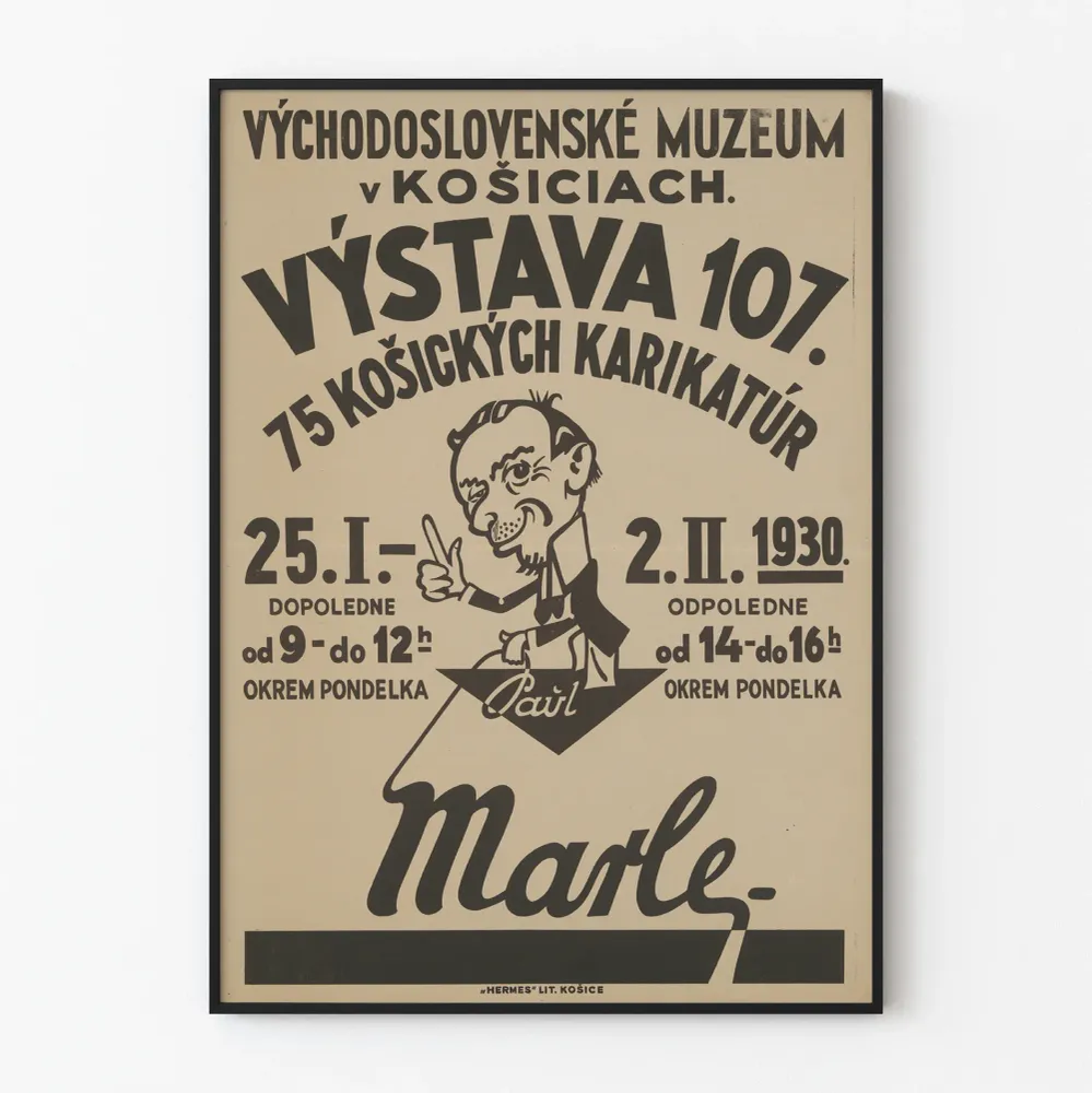 Kosicen 1930 karikatyyrinäyttelyn vintagejuliste