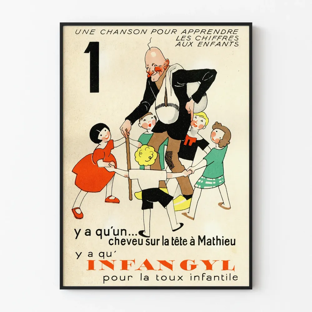 Koulutuksellinen vintage-juliste - Y vain hius Mathieu'n päässä