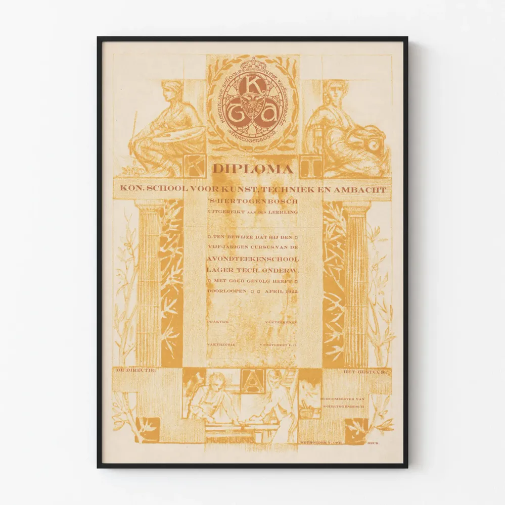 Kultainen juliste Royal School Arts and Techniques 's-Hertogenbosch - koristejuliste