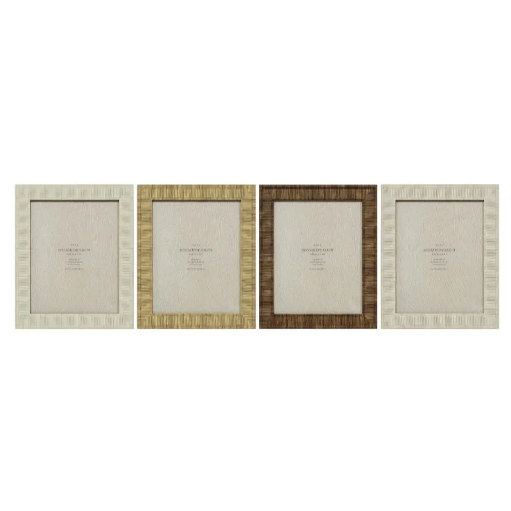 Kuvakehys Home ESPRIT Beige Luonnollinen Kristalli polystyreeni Skandinaavinen 25,5 X 2 X 30,5 cm (4 osaa)
