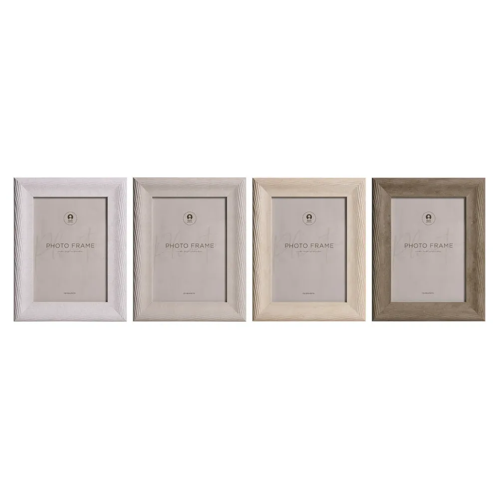 Kuvakehys Home ESPRIT Beige Luonnollinen Kristalli polystyreeni Kaupunki (4 osaa)