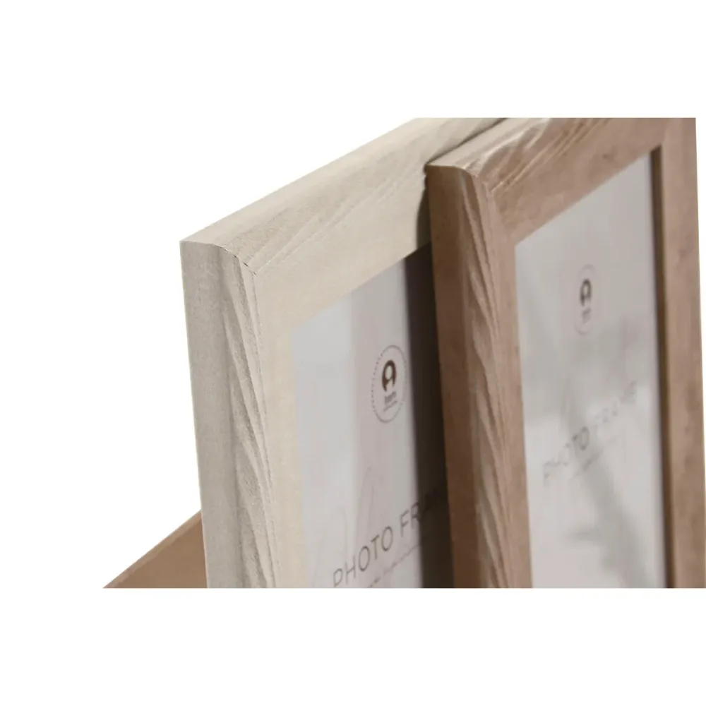 Kuvakehys Home ESPRIT Beige Luonnollinen Kristalli polystyreeni Kaupunki (4 osaa)
