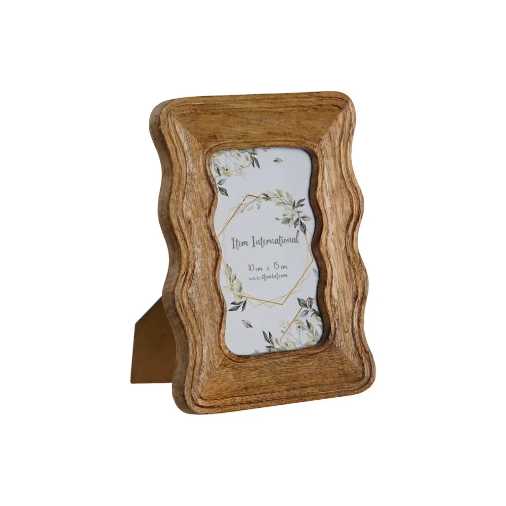 Kuvakehys Home ESPRIT Luonnollinen Mangopuu Aallot Kaupunki 16 x 2 x 21 cm