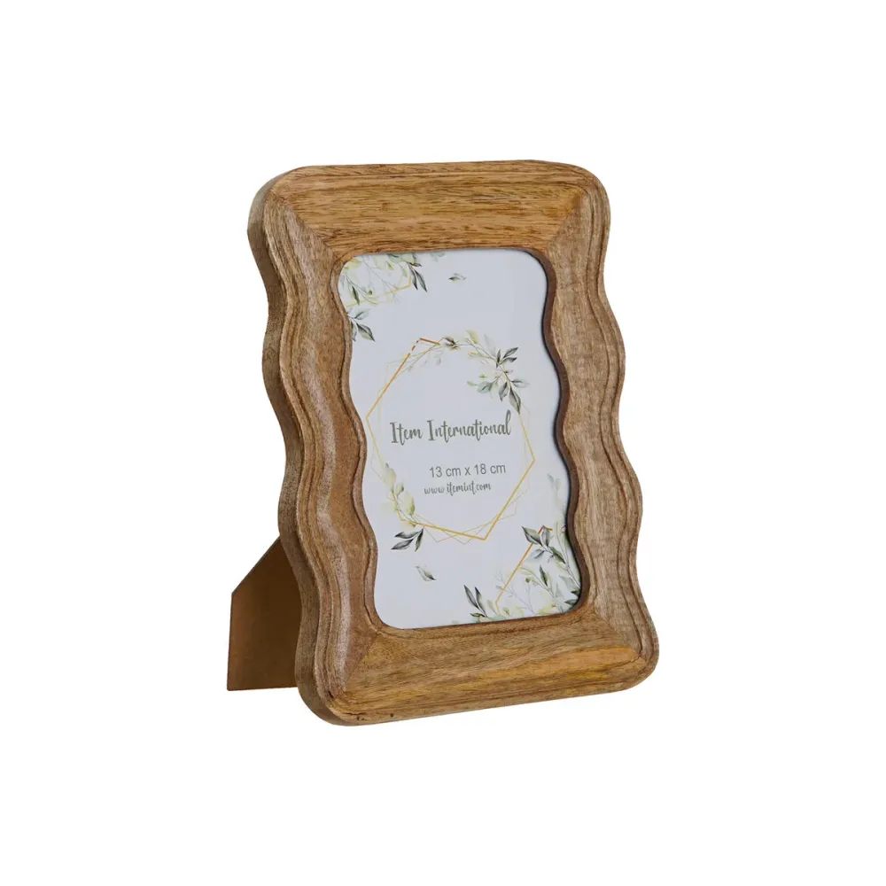 Kuvakehys Home ESPRIT Luonnollinen Mangopuu Aallot Kaupunki 21,5 x 1,5 x 26,5 cm