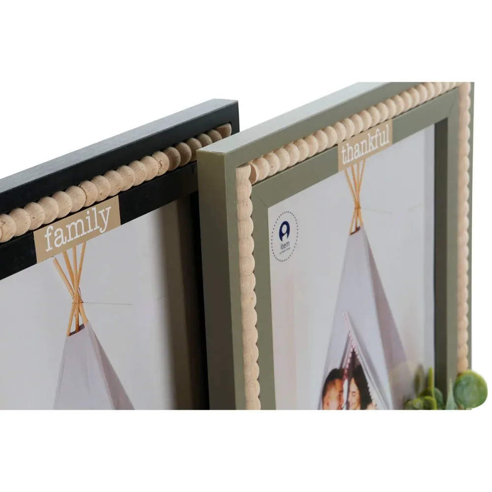 Kuvakehys Home ESPRIT Musta Vihreä Luonnollinen Kristalli Puu MDF Skandinaavinen 26,5 x 2 x 31,5 cm (2 osaa)