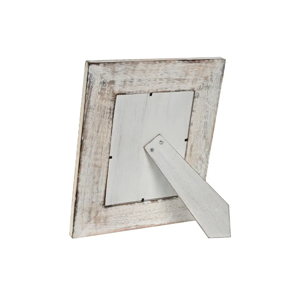 Kuvakehys Home ESPRIT Valkoinen Luonnollinen Kristalli Mangopuu Kukka Intialainen mies 26,5 x 2 x 31,5 cm