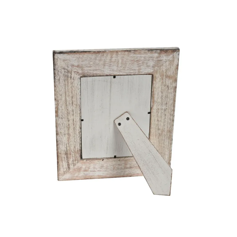 Kuvakehys Home ESPRIT Valkoinen Luonnollinen Kristalli Mangopuu Intialainen mies 26,5 x 2 x 31,5 cm