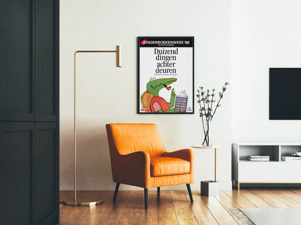 Kuvitusjuliste Kinderboekenweek 1988 - Tuhat asiaa ovien takana