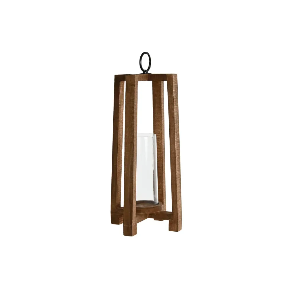 Kynttilänjalka Home ESPRIT Luonnollinen Kristalli Mangopuu 27 x 27 x 54 cm