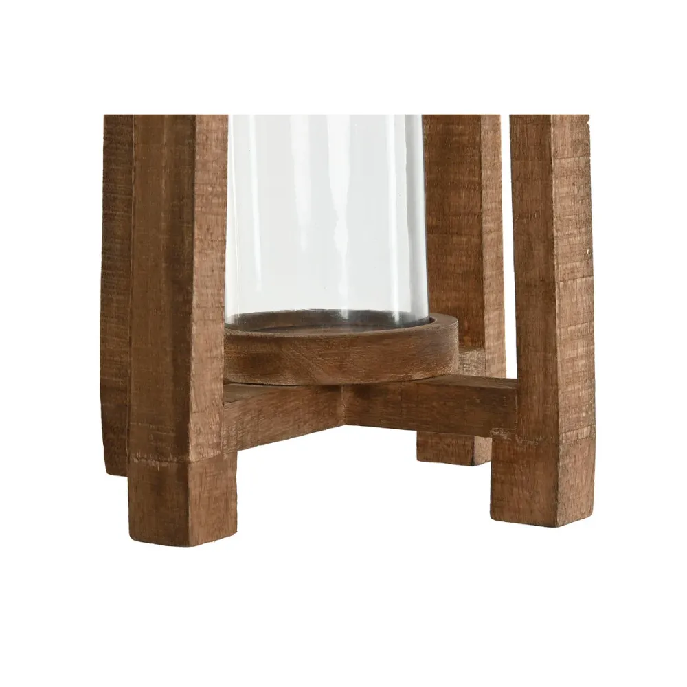 Kynttilänjalka Home ESPRIT Luonnollinen Kristalli Mangopuu 27 x 27 x 54 cm