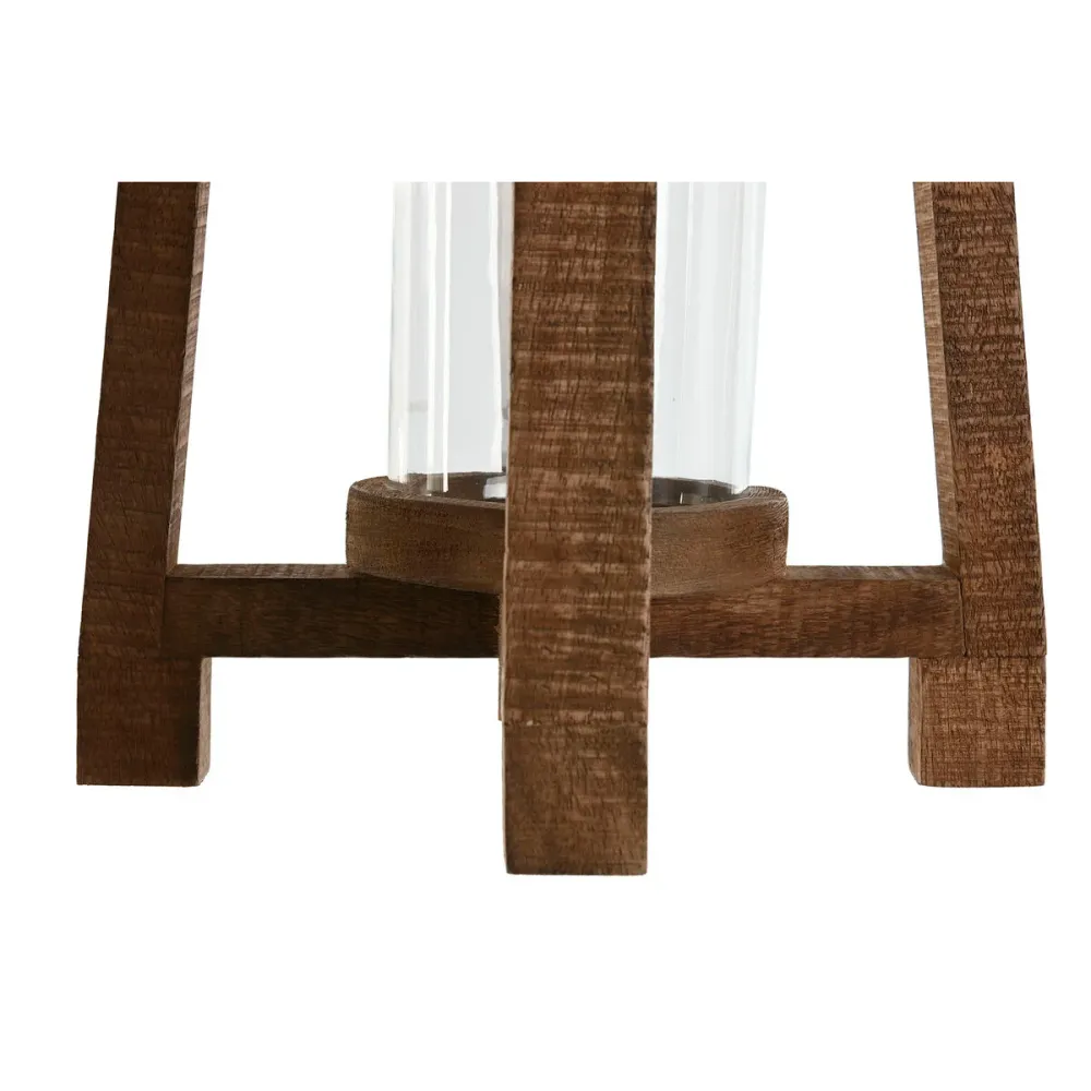 Kynttilänjalka Home ESPRIT Luonnollinen Kristalli Mangopuu 25 x 25 x 35 cm
