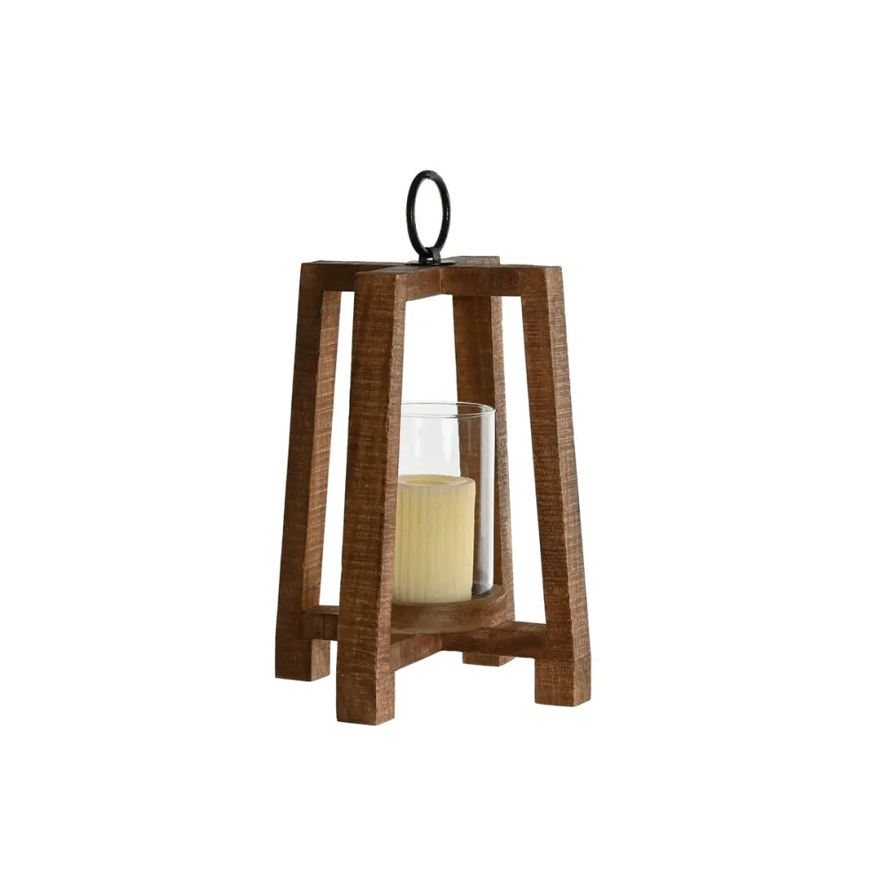 Kynttilänjalka Home ESPRIT Luonnollinen Kristalli Mangopuu 25 x 25 x 35 cm