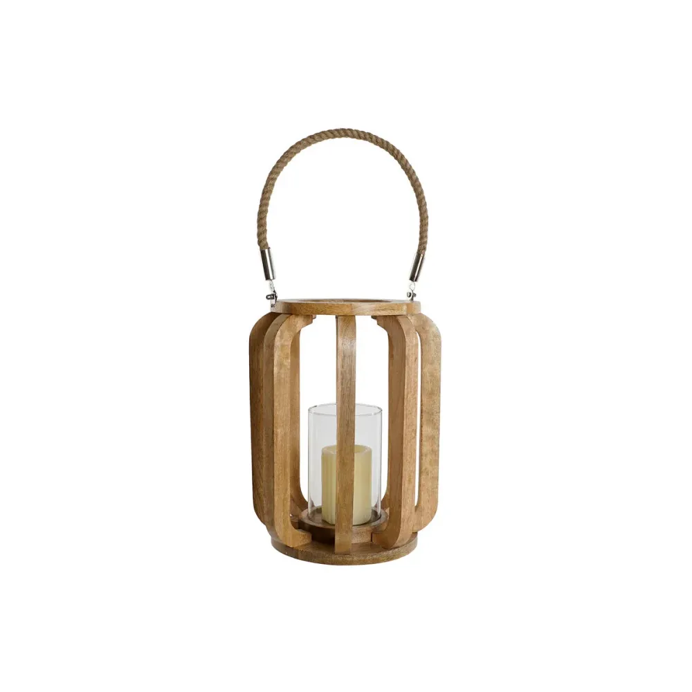 Kynttilänjalka Home ESPRIT Luonnollinen Kristalli Mangopuu 25 x 25 x 35 cm