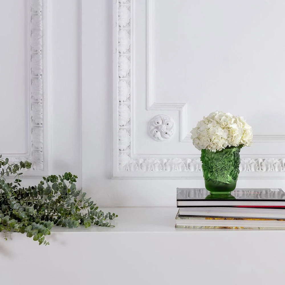 Lalique Pivoines Petit Modèle vihreä kristallimaljakko 10708800