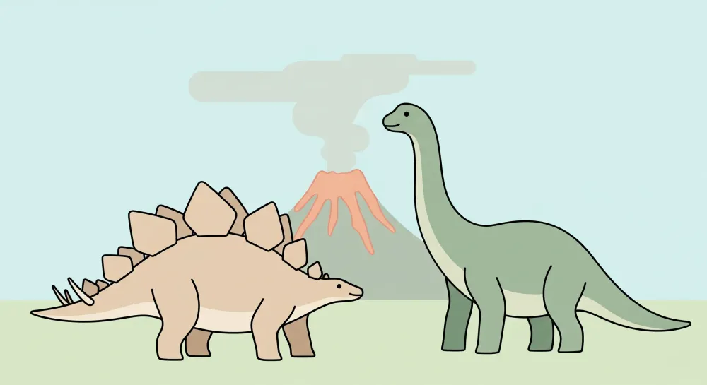 Lastenhuoneen tapetti | Dinosaurukset ja tulivuori