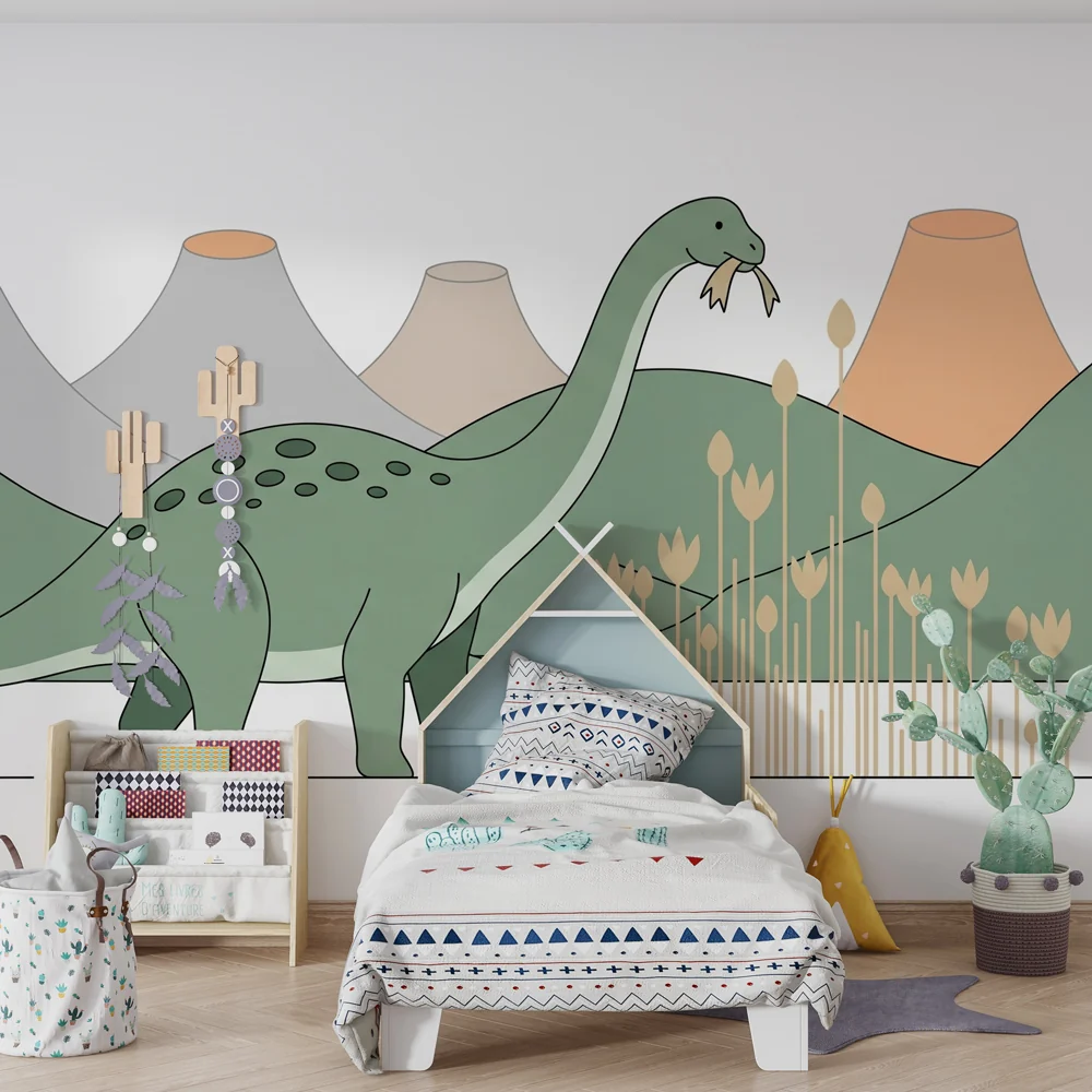 Lastenhuoneen tapetti | Diplodocus ja esihistorialliset maisemat