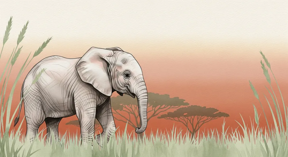 Lastenhuoneen tapetti | Elefantti savannilla