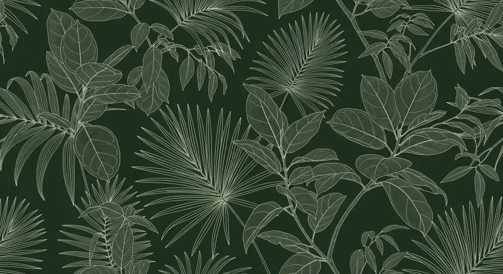 Lastenhuoneen tapetti | Elegantit trooppiset lehtikuviot
