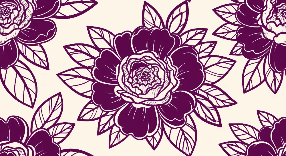 Lastenhuoneen tapetti | Elegantit violetit kukat vaalealla taustalla