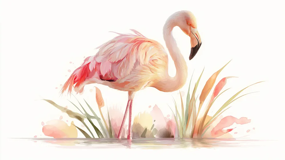 Lastenhuoneen tapetti | Flamingo ja vesiluonto