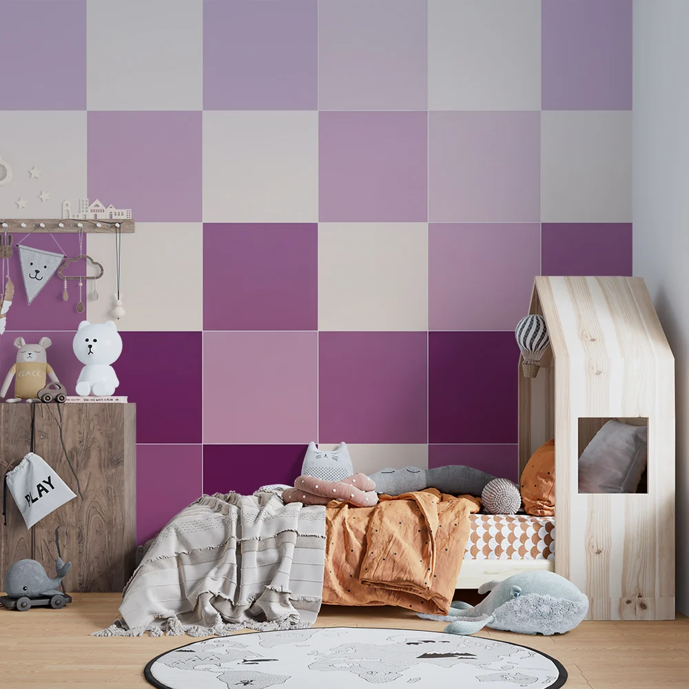 Lastenhuoneen tapetti | Geometriset kuviot violetin sävyissä