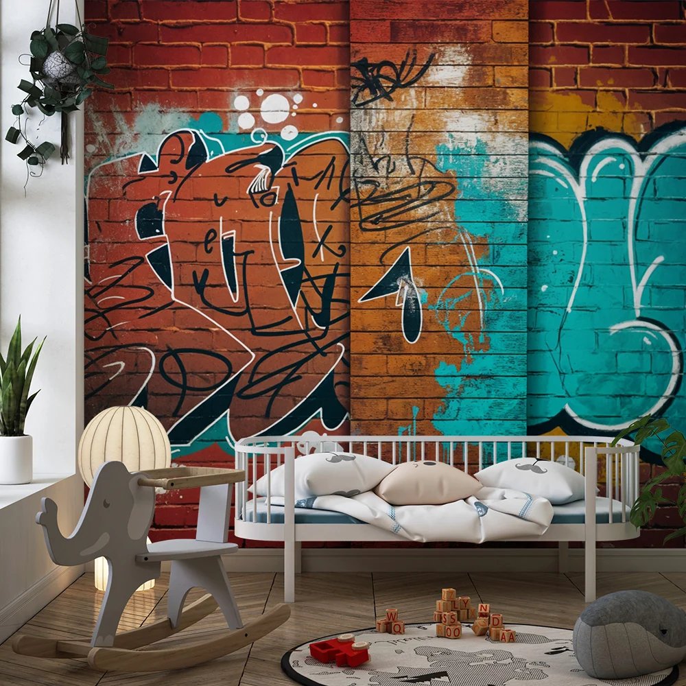 Lastenhuoneen tapetti graffiti | Eläväinen ja taiteellinen