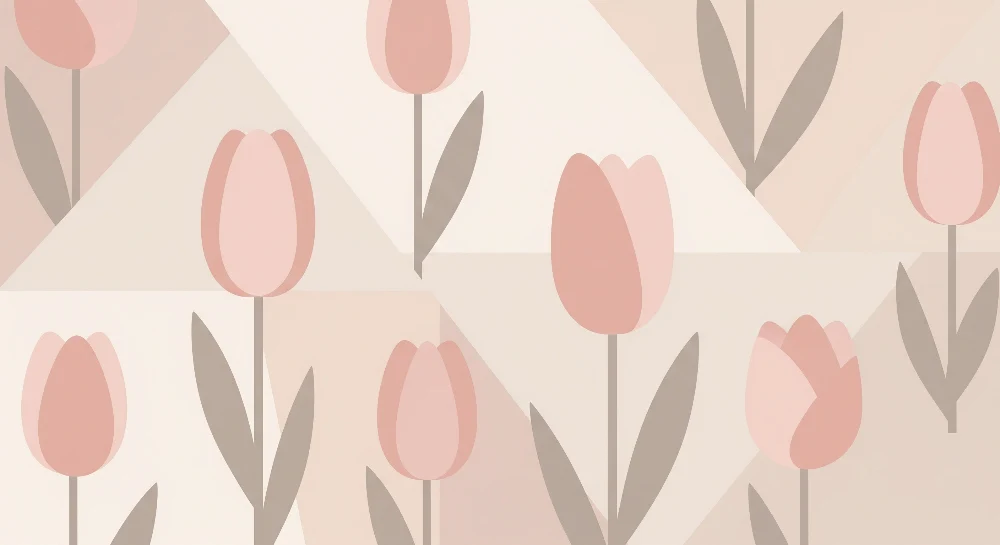 Lastenhuoneen tapetti | Hellät tulppaanit ja pastelligeometria