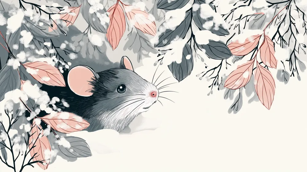 Lastenhuoneen tapetti | Hiiret ja talvinen metsä