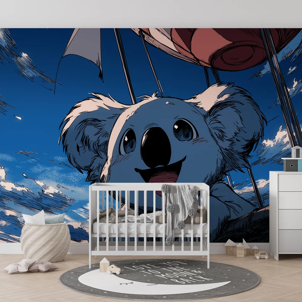 Lastenhuoneen tapetti | Iloinen koala ilmapallossa