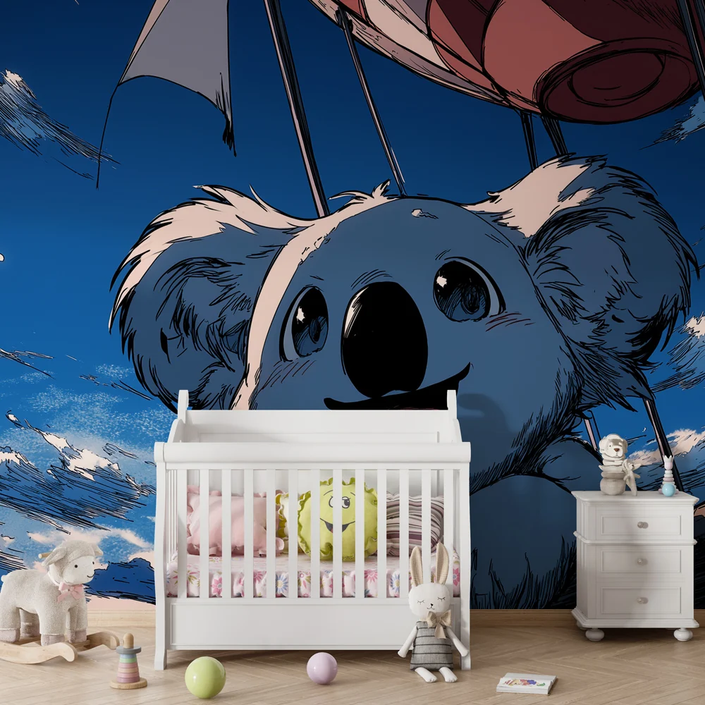 Lastenhuoneen tapetti | Iloinen koala ilmapallossa