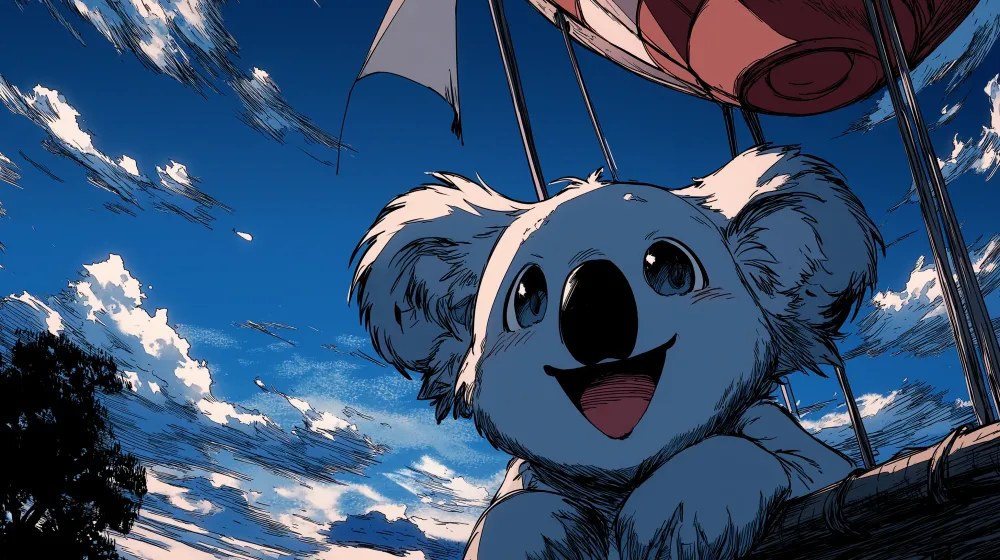 Lastenhuoneen tapetti | Iloinen koala ilmapallossa