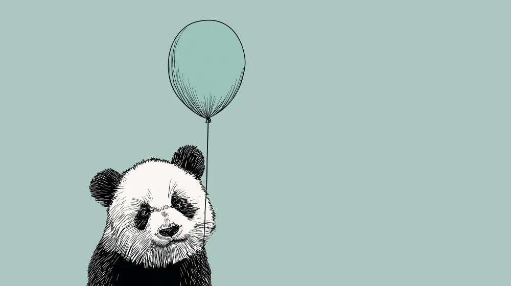 Lastenhuoneen tapetti | Iloinen panda ilmapallolla