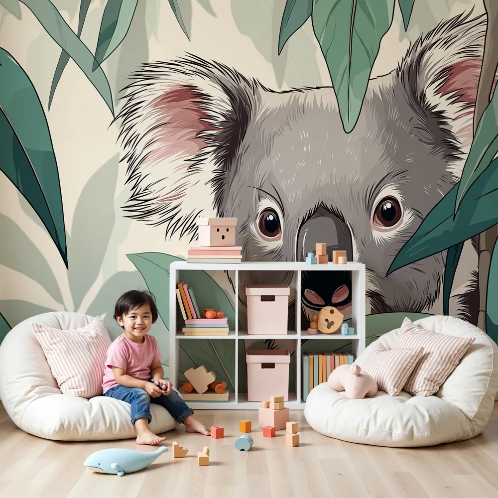 Lastenhuoneen tapetti | Itsepäinen koala kasvillisuudessa