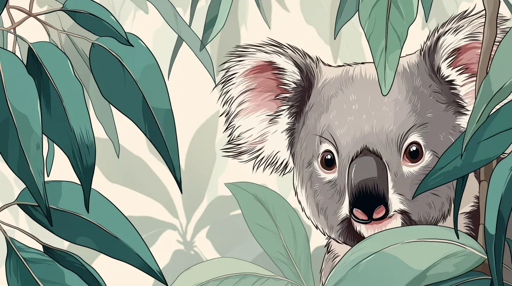 Lastenhuoneen tapetti | Itsepäinen koala kasvillisuudessa