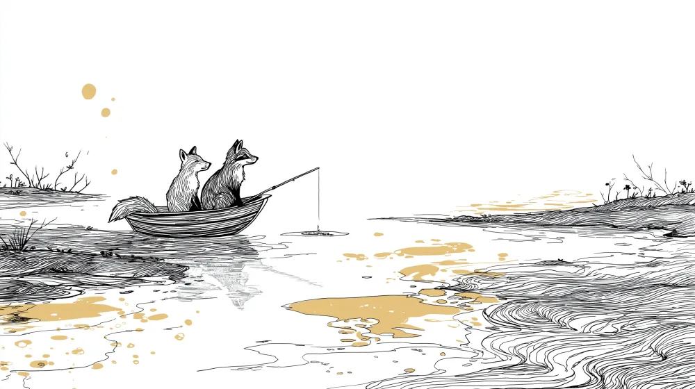 Lastenhuoneen tapetti | Kettukalastajat rauhallisessa maisemassa