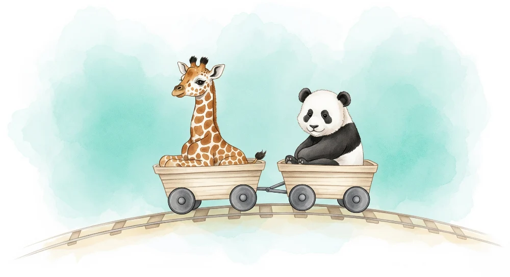 Lastenhuoneen tapetti | Kirahvi ja panda seikkailussa