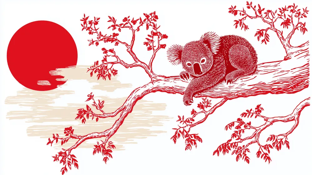 Lastenhuoneen tapetti | Koala ja auringonlasku