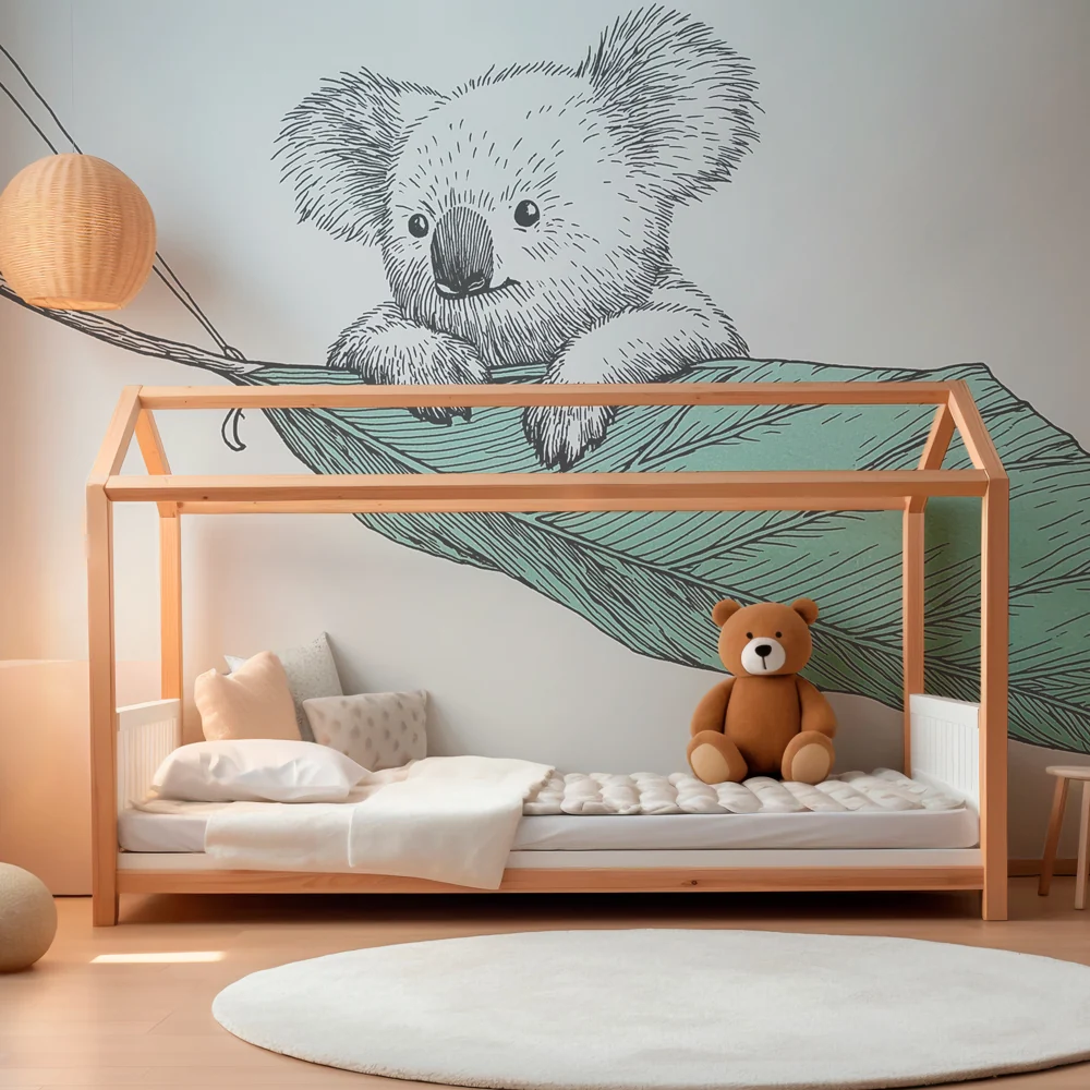 Lastenhuoneen tapetti | Söpö koala lehdellä