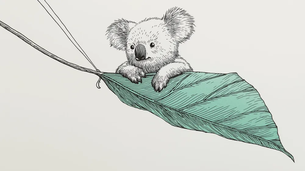 Lastenhuoneen tapetti | Söpö koala lehdellä